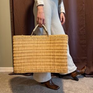 LARGE Woven Natural Tote Bag - Neutral